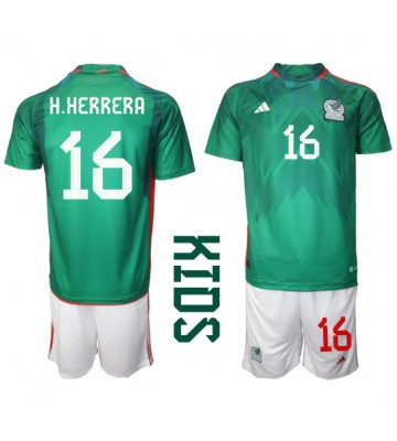Lacne Dětský Futbalové dres Mexiko Hector Herrera #16 MS 2022 Krátky Rukáv - Domáci (+ trenírky)